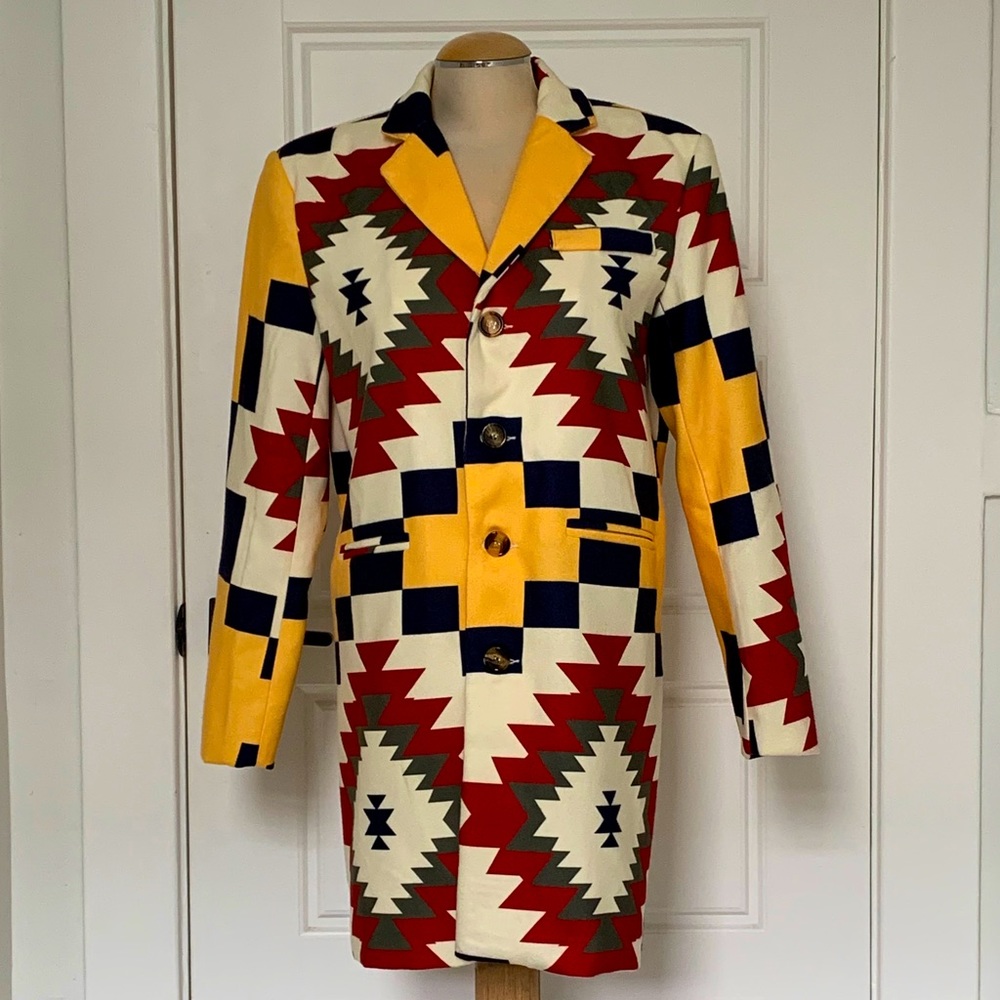 23 Colourful Southwestern Geometric Wool-blend Coat